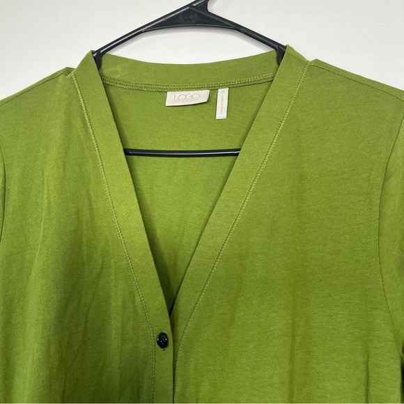 LOGO Lori Goldstein Green Button Front V Neck Tunic with Pockets and Tucks SZ M - Picture 6 of 14